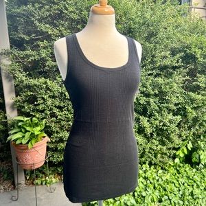 Jockey Black Cotton Ribbed Tank Top size Medium